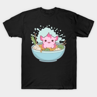 cute Axolotl Eating Ramen Noodles adorable T-Shirt